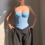 Y2K Back-Tie Denim Corset Top