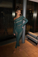 One-piece Long Sleeves Hot Rhinestone Shiny Fishnet Clothes Sexy Lingerie