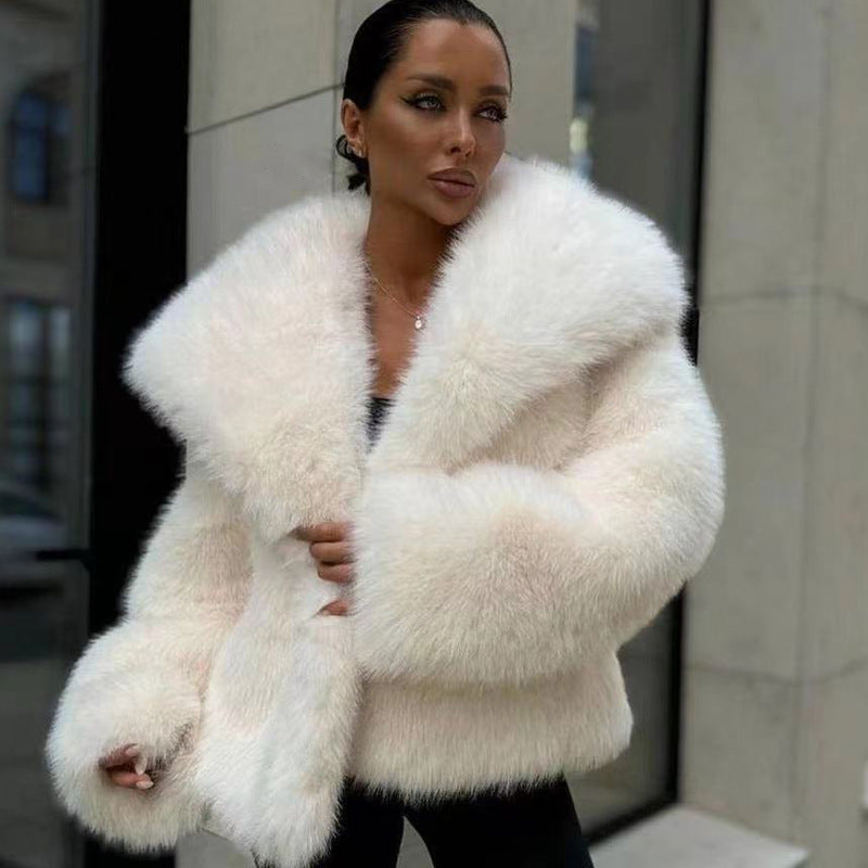 Women's Fluffy Casual Fox Fur Jacket Women's Clothing