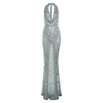 Women's Fashionable Sequins Halter Fishtail Dress