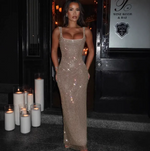 Sexy Double-shoulder Strap Sequins Net Drill Suspenders Dress