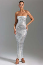 Fashion Rhinestone Sexy Tube Top Skinny Sheath Dress