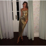 Personality Street Sequined Square Collar Sling Party Dress