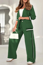 Women’s 2-Piece Suit Set – Blazer & High Waist Wide Leg Pants Office Outfit