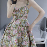 Vintage French Oil Painting Print Camisole Dress