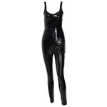 Ladies Nightclub Zippered Pu Leather Slim Jumpsuit
