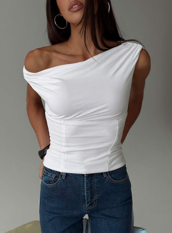 Bianca | Women’s One-Shoulder Gathered Top in White