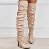 European And American Pointed Toe Suede High Zipper Stiletto Heel Boots