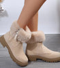 Women's Winter Plush Snow Boots - Side-Zip, Low-Heel