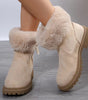 Women's Winter Plush Snow Boots - Side-Zip, Low-Heel