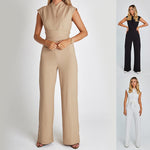 Eleganter ärmelloser Jumpsuit mit V-Ausschnitt und weitem Bein