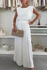 Round Neck Sleeveless Top Pleated Wide-leg Trousers Two-piece Set