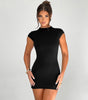 Solid Color Backless Sleeve Slim Fit High Waist Short Dress