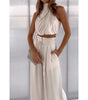 Sleeveless Crop Top & Wide-Leg Pants Set