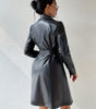 PU Long Sleeve Jacket Women's Slim Fit Long Trench Coat