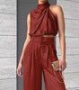 Sleeveless Crop Top & Wide-Leg Pants Set