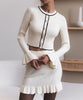 Ruffled Pearl Buckle Suit Knitted Mini Dress Two-piece Set For Women