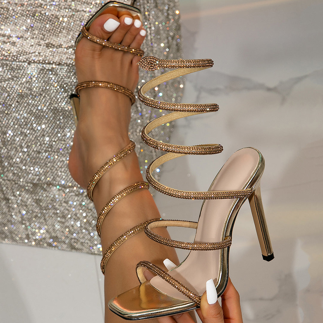The Serpentine Glam Wrap Heels