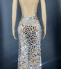 Shining Mirrors Sexy Sleeveless Backless Party Dress With Neck High Slit