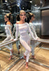 One-piece Long Sleeves Hot Rhinestone Shiny Fishnet Clothes Sexy Lingerie