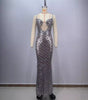 Fashion Backless V Sequined Suspender Ruffled Long Sheath Dress