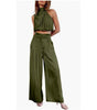 Sleeveless Crop Top & Wide-Leg Pants Set