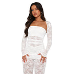 European And American Fashion Lace Tube Top Bootcut Pants Sexy Three-piece Suit