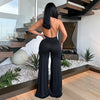 Multicolor Wave Deep V Bare Back High Waist Casual Pants