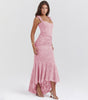Fashion Off-neck Tube Top Stitching Hip Fishtail Dress