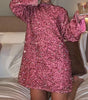 Sequined Back-Bow Dress – Fashionable Round Neck, Long Sleeve Party Dress for Women