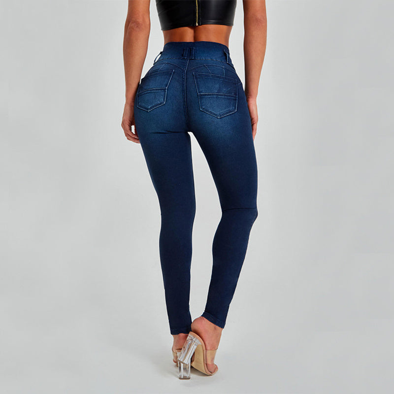 High Waist Jeans Damen Skinny Hose Eng Stretch