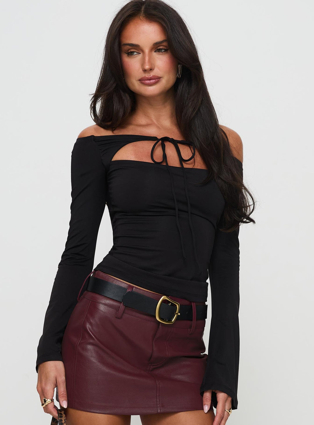 Ariella | Women’s Off-Shoulder Long Sleeve Top with Front Tie
