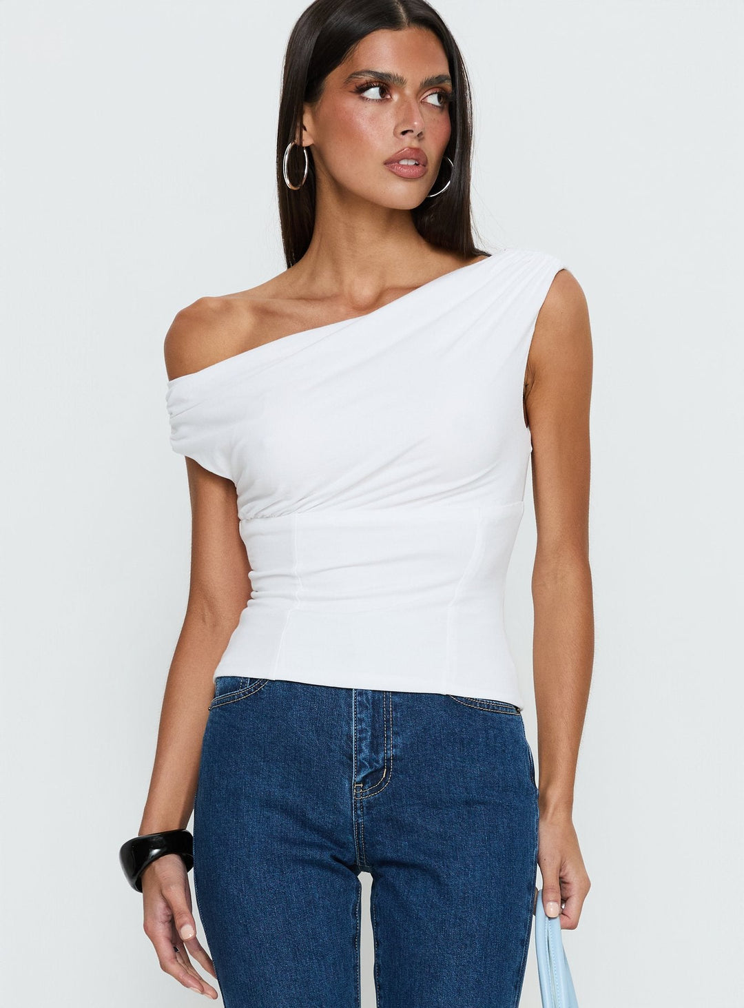 Bianca | Women’s One-Shoulder Gathered Top in White