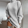 Solide Rollkragen Lange Pullover Winter Warme Frauen Pullover Kleid