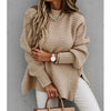 Solid color drawstring side slit knit sweater