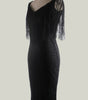 Explosion models sexy black sequins V-neck sleeveless slim dress long skirt