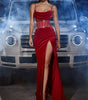 Rhinestone Velvet Pendant Collar Sling Banquet Party Dress