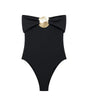 Women's Chest Metal Decoration Black Swimsuit