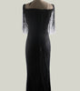 Explosion models sexy black sequins V-neck sleeveless slim dress long skirt