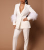 Women's Ostrich Fur Two-piece Lapel