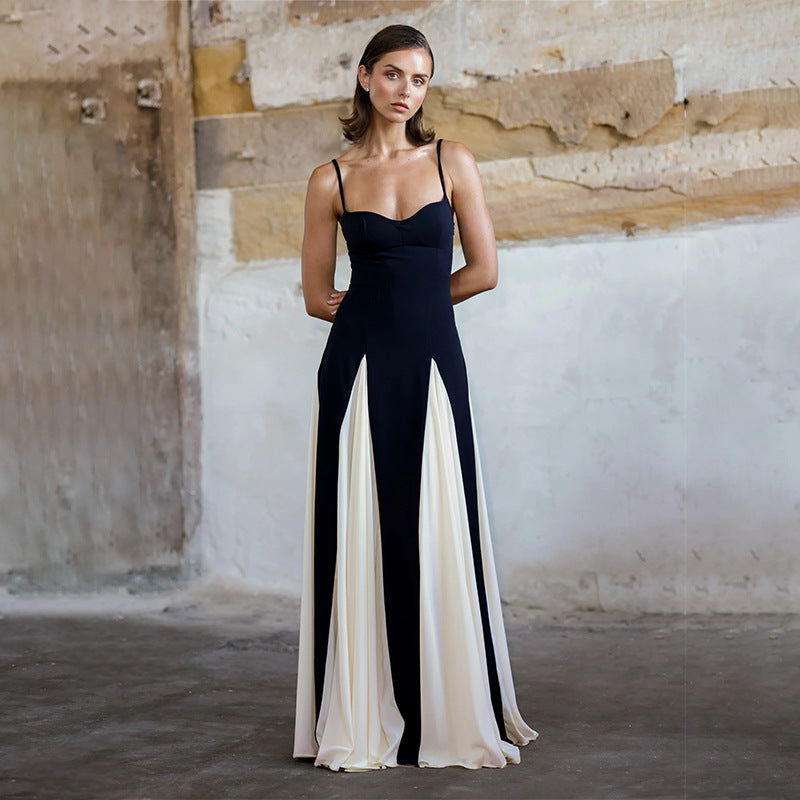 Modisches Sling-Kleid mit Farbkontrasten für Damen