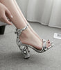 Snake pattern women's chunky heels