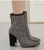 Rhinestone High Heel Boots