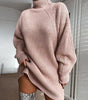 Solide Rollkragen Lange Pullover Winter Warme Frauen Pullover Kleid