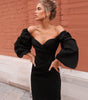 Waist bubble sleeve dress long sleeve dress