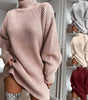 Solide Rollkragen Lange Pullover Winter Warme Frauen Pullover Kleid