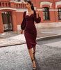 Waist bubble sleeve dress long sleeve dress