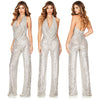 Summer Women's Sleeveless Halter Sequined Jumpsuit