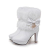 Women's Sweet Princess Snow Boots - Thick Heel, Mid-Length