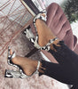 Snake pattern women's chunky heels